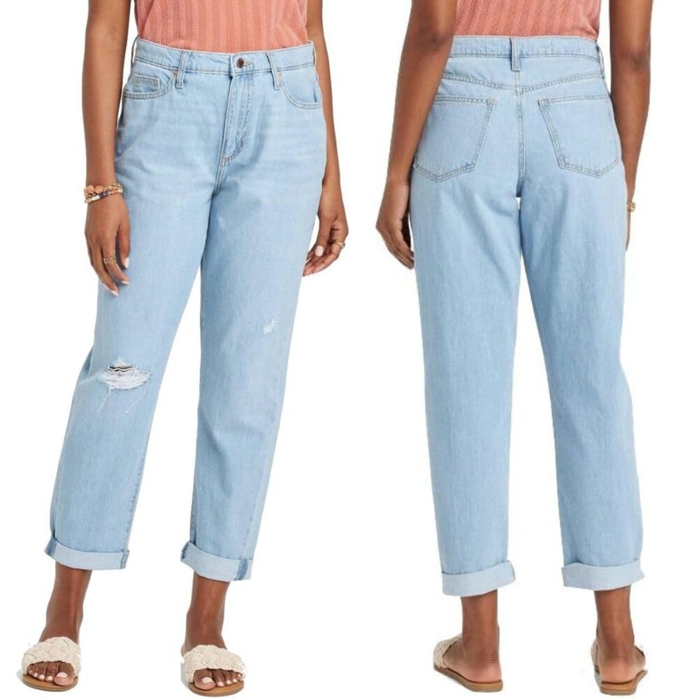90's Straight Leg Boyfriend Jeans High-Rise Light Wash SZ 8 NWT